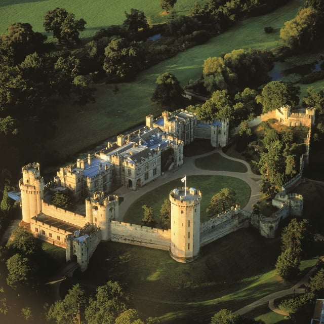 Amazing aerial view of Warwick castle