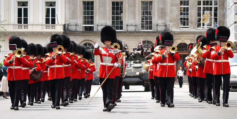 Marching Band of the Coldstream Guards in the City of London