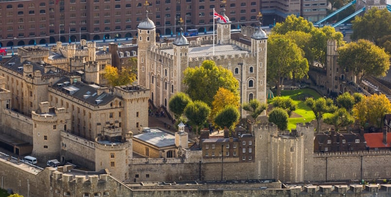 Tower of London view. Panorama from the 32 floor