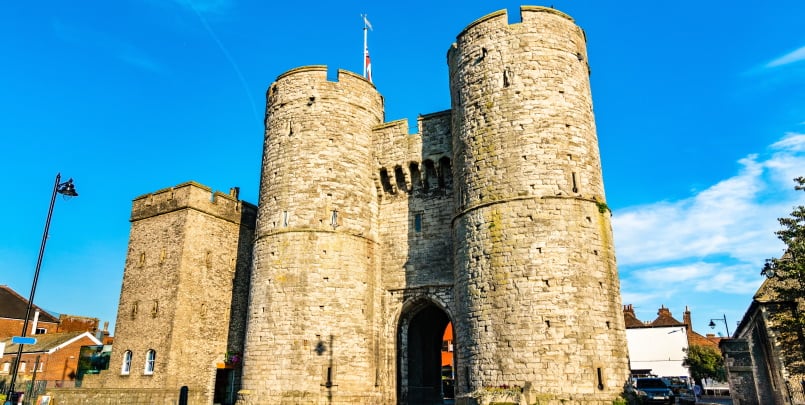 Westgate Towers in the old town of Canterbury, England