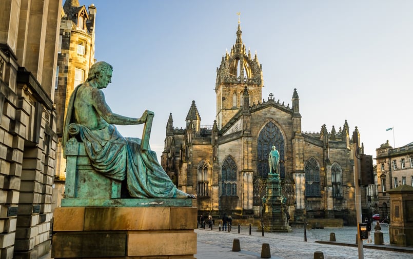 Street view of the historic Royal Mile, Edinburgh