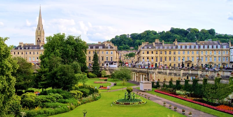 View over a park in Bath, Enlgand